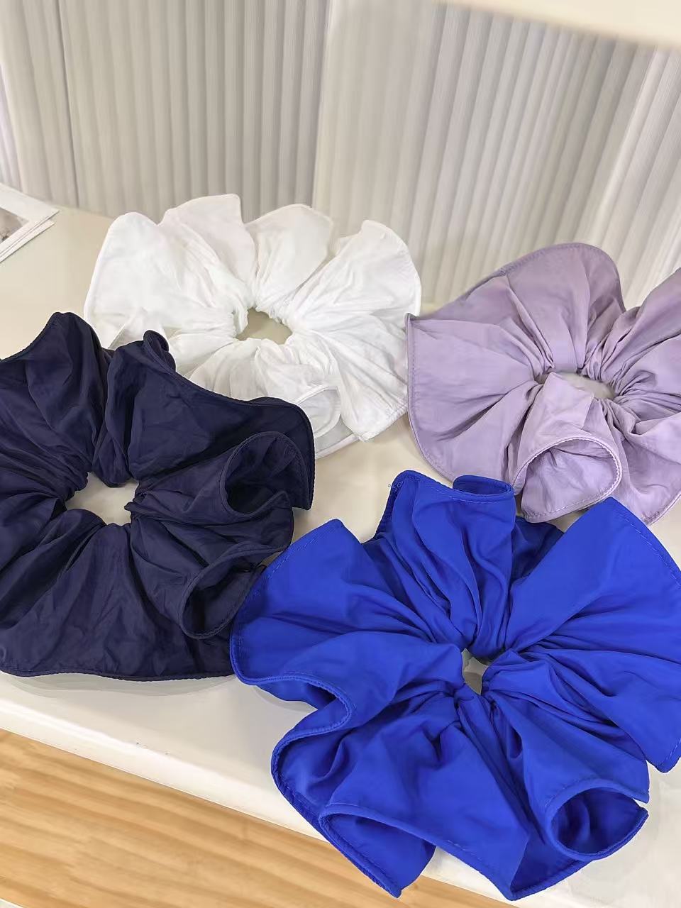 Super Brightening~ Klein Blue Morandi Color Series Simple Solid Color Pleated Large Hair Tie Fashionable Niche Hair Rope