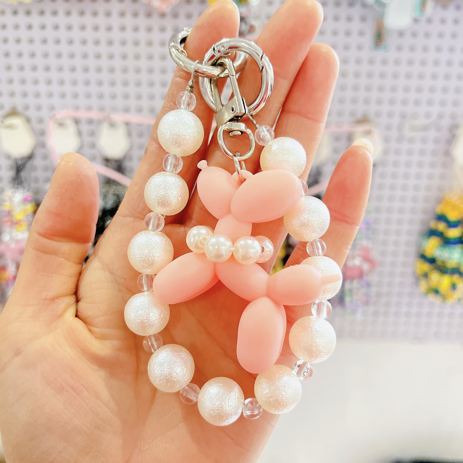 Japón y Corea del Sur color ins hecho a mano con cuentas flor llavero cordón de muñeca macaron color pétalo cordón de teléfono móvil en stock