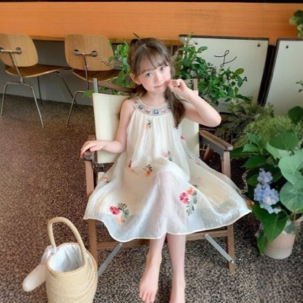 Children's Korean Style Princess Dress 2025 Summer Dress Baby Girl Cute Vest Dress Gauze Skirt Cross-Border Girl Dress