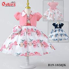Children's Skirts Summer 2024 Cross-border Children's Clothing Stylish Girls Princess Skirts Short-sleeve Printed Girls' Dresses Wholesale