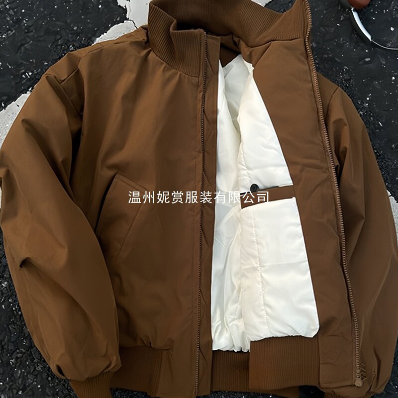 Brown down Jacket for Men, Winter Thickened Couple's White Duck down Parka-Style Bomber Jacket Wholesale Brown down Jacket for Men, Winter Thickened Couple's White Duck down Parka-Style Bomber Jacket Wholesale