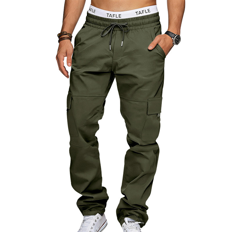 Men's Clothing Men's Casual Trousers Loose Fit Multi Pocket Cargo Pants Patchwork Straight Leg For Formal & Casual_viptrois.com
