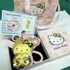 水貝の同じタイプの足金999KT猫のキーホルダーのギフトボックスの漫画の猫のペンダントのカバンは金の猫の金の切れを飾ります。