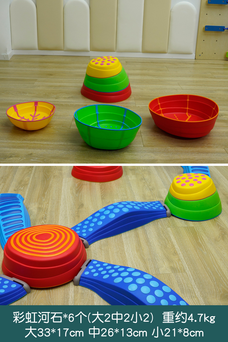 Balance táctil Wave Trail Rainbow River Rock Kids Outdoor Fitness Juguetes de entrenamiento de madera de equilibrio