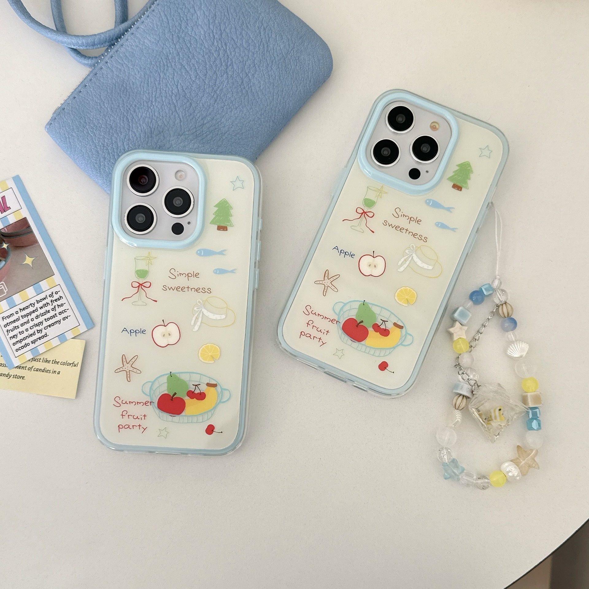 Cesta de frutas simple de nicho para Apple 15ProMax funda para teléfono móvil 16Pro Cartoon 14PM Cadena 15/16