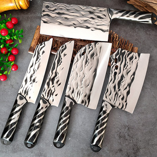 Stainless steel hand-forged bone cutting knife set round head chopping knife Japanese chef knife slicing knife household bone chopping knife