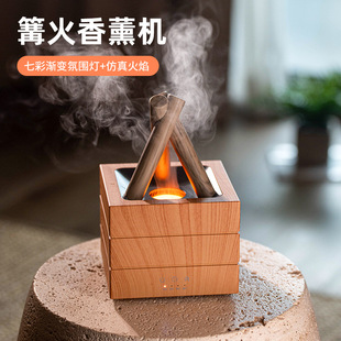 2025 Cross-Border Bonfire Aromatherapy Machine Home Desktop USB Colorful Flame Gradient Atmosphere Essential Oil Diffuser Humidifier