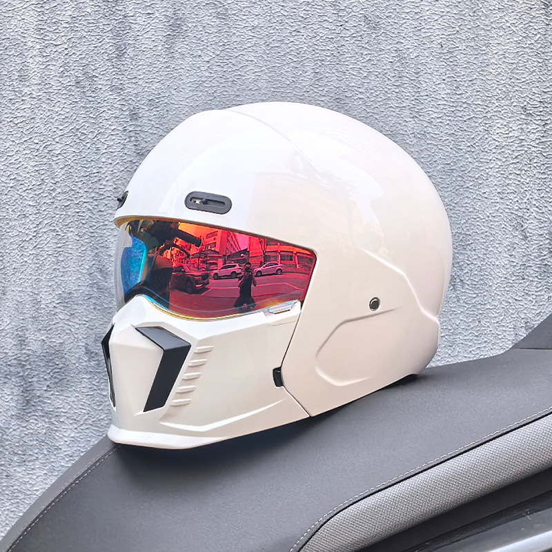 Casco de Motocicleta Retro Cruzado de Estilo Guerrero, Talla Grande, con Diseño de Escorpión, Ligero y Integral