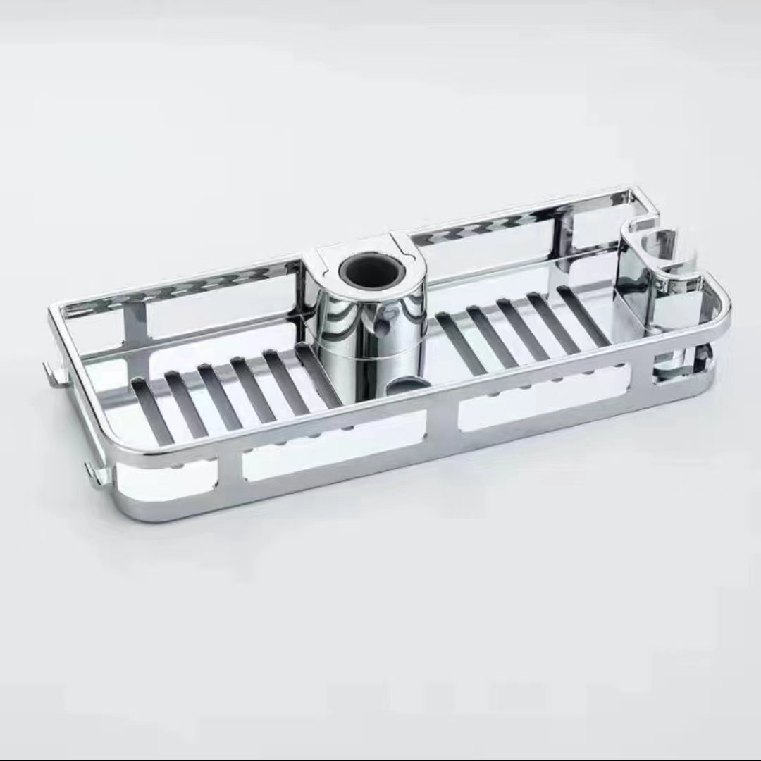 Punch-libre ducha rack caja de almacenamiento de baño Barra de ducha bandeja de elevación PISTOLA DE PULVERIZACIÓN soporte con barra de almacenamiento de gancho
