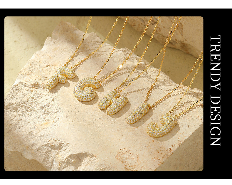 3g Weight 925 Sterling Silver Pendant Material Zircon Inlay Material Pendant Necklace Classification 925 Sterling Silver Zircon Cable Chain Plating Letter Pendant Necklace