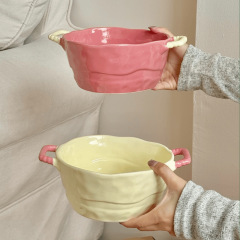 両耳のスープの碗の陶磁器の家庭用の大きいサイズの大きい碗の泡の碗の大容量の麻辣热の碗のナットの粉の碗の専用のスープのたらい