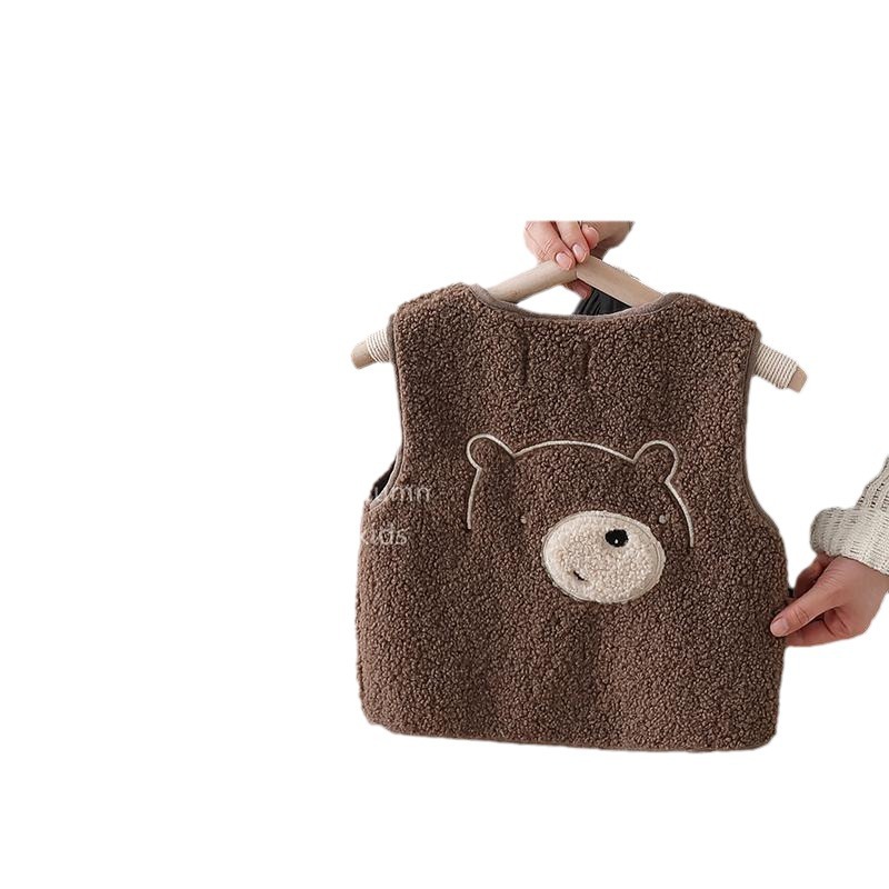 Chaleco de bebé 2023 Otoño e Invierno nuevos niños y niñas chaleco forrado de lana de cordero bebé invierno cálido chaleco ESTILO OCCIDENTAL