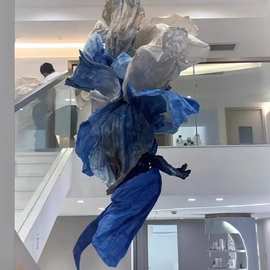 纸花纸艺花褶皱酒店大堂吊灯灯纸艺灯展厅定制装饰灯酒店工程定制