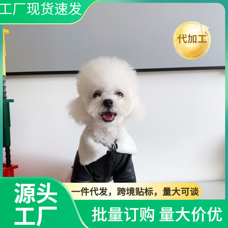 Dog Clothes, Winter Clothes, Thickeneded Trendy Brand Fur All-In-One Motorcycle Jacket, Small Size Dogs Teddy Pomeranian Schnauzer Cat