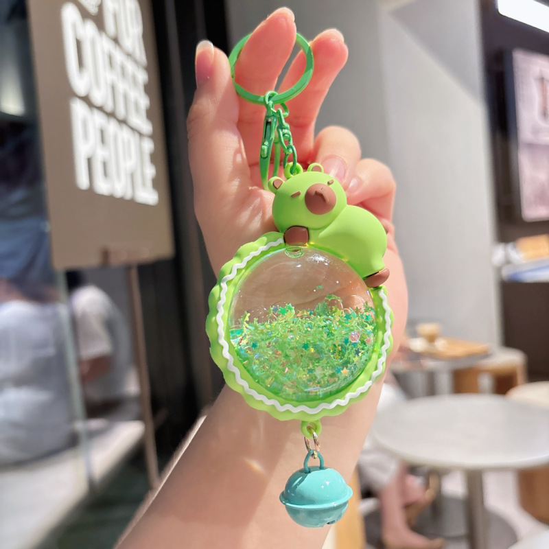 创意流沙瓶风铃铛卡皮巴拉钥匙扣入油包包汽车挂件抓机礼品小配饰|undefined