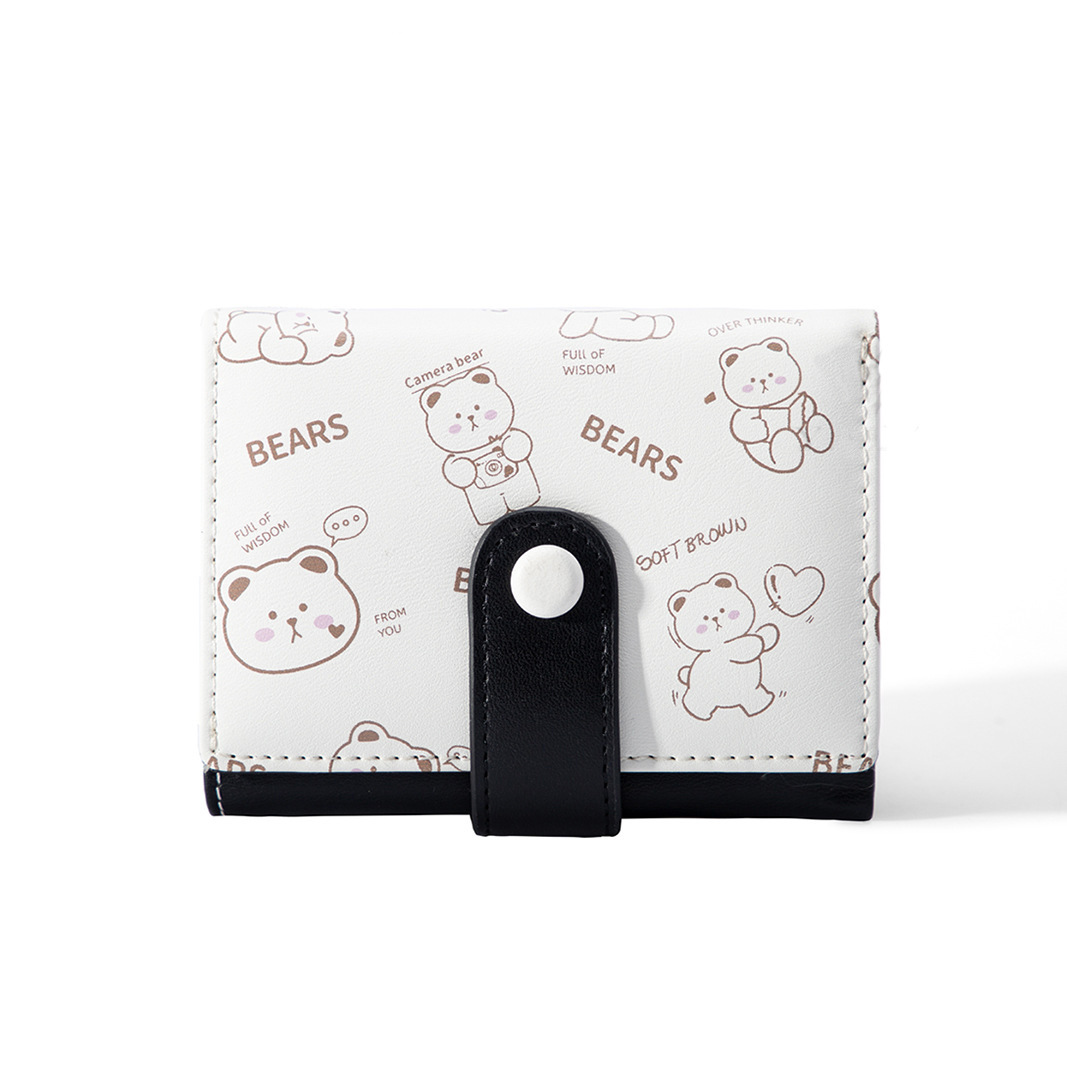 [Animal diario] Pequeña cartera de las mujeres al por mayor PU corto tríptico multi-Tarjeta Monedero