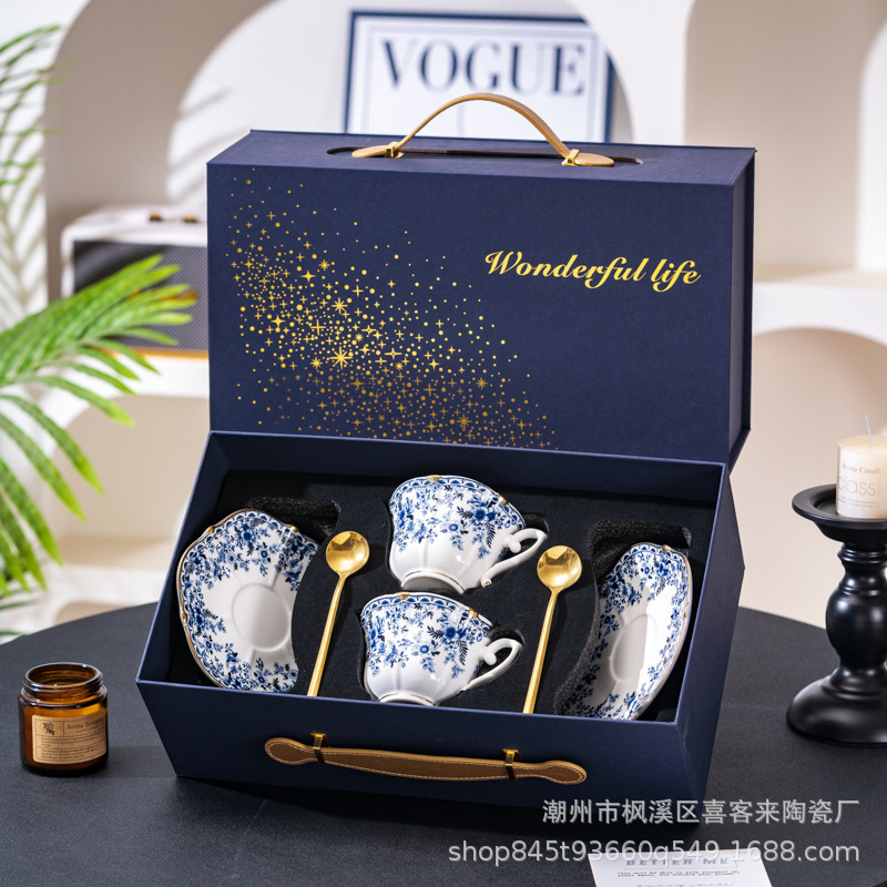Blue Love Flower European-style Bone China Coffee Cup and Saucer High-end Fine Ceramic Coffee Cup Women's English-style Afternoon Tea suit Blue Love Flower European-style Bone China Coffee Cup and Saucer High-end Fine Ceramic Coffee Cup Women's English-style Afternoon Tea suit