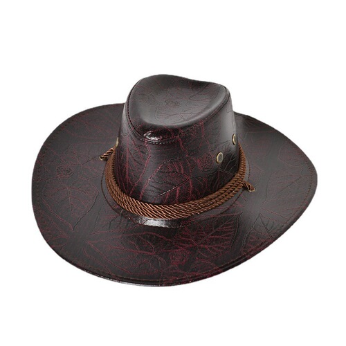 Summer American Western Cowboy Hat for Men and Women, PU Leather Knight Hat, Outdoor Hiking Sun Hat, Travel Sun Hat