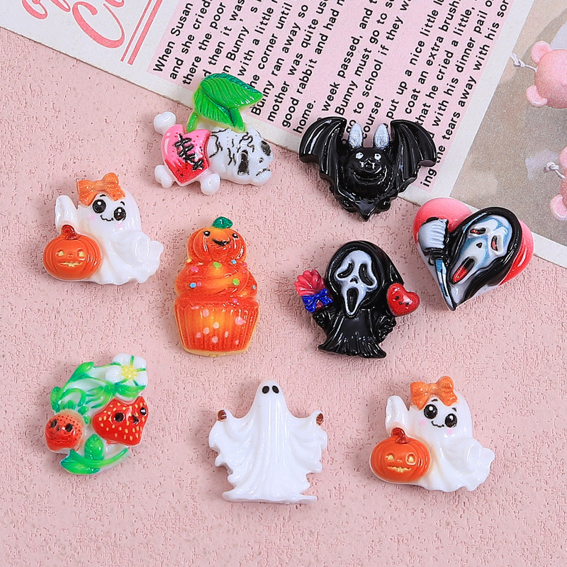 クリエイティブハロウィンカボチャゴースト手作り diy クリーム接着剤樹脂アクセサリー小さなアクセサリージュエリー材料パッケージ卸売|undefined