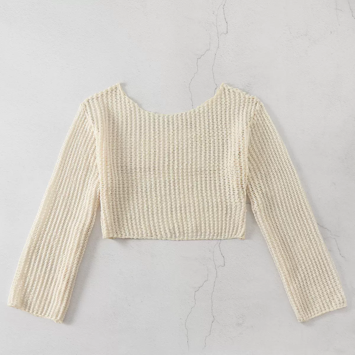 欧美性感防晒衣 纯色泳衣女手勾针织镂空休闲长袖泳罩衫批发