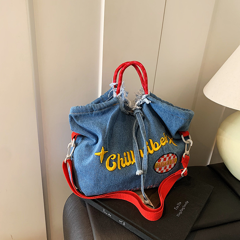 Bolso Tote de mezclilla estampado de diseño de nicho