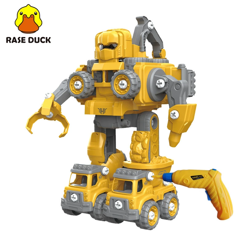 BDuck конструктор, игрушечная машина, большой трансформер, робот с подсветкой и музыкой, минифигурка, инженерное транспортное средство