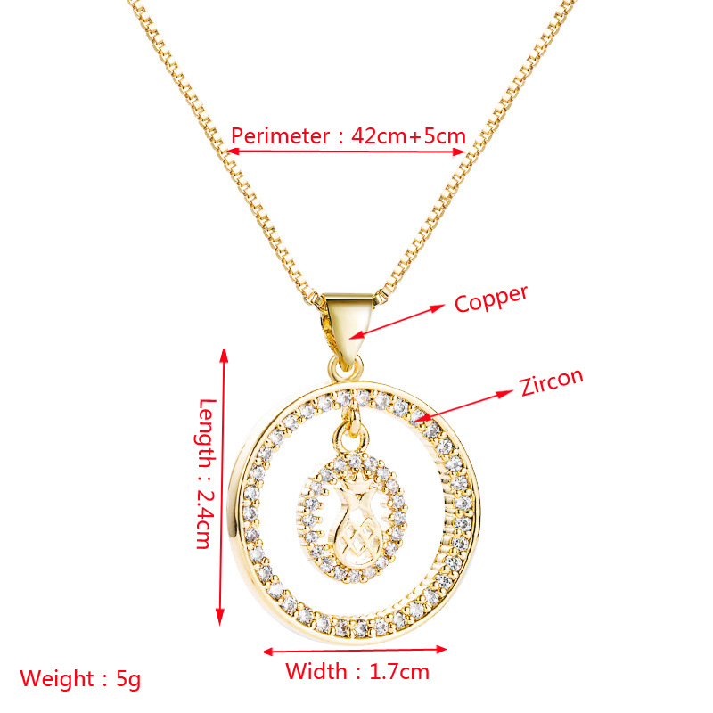 Wholesale Jewelry Hollow Pineapple Palm Pendant Copper Inlaid Zircon Necklace Nihaojewelry display picture 1