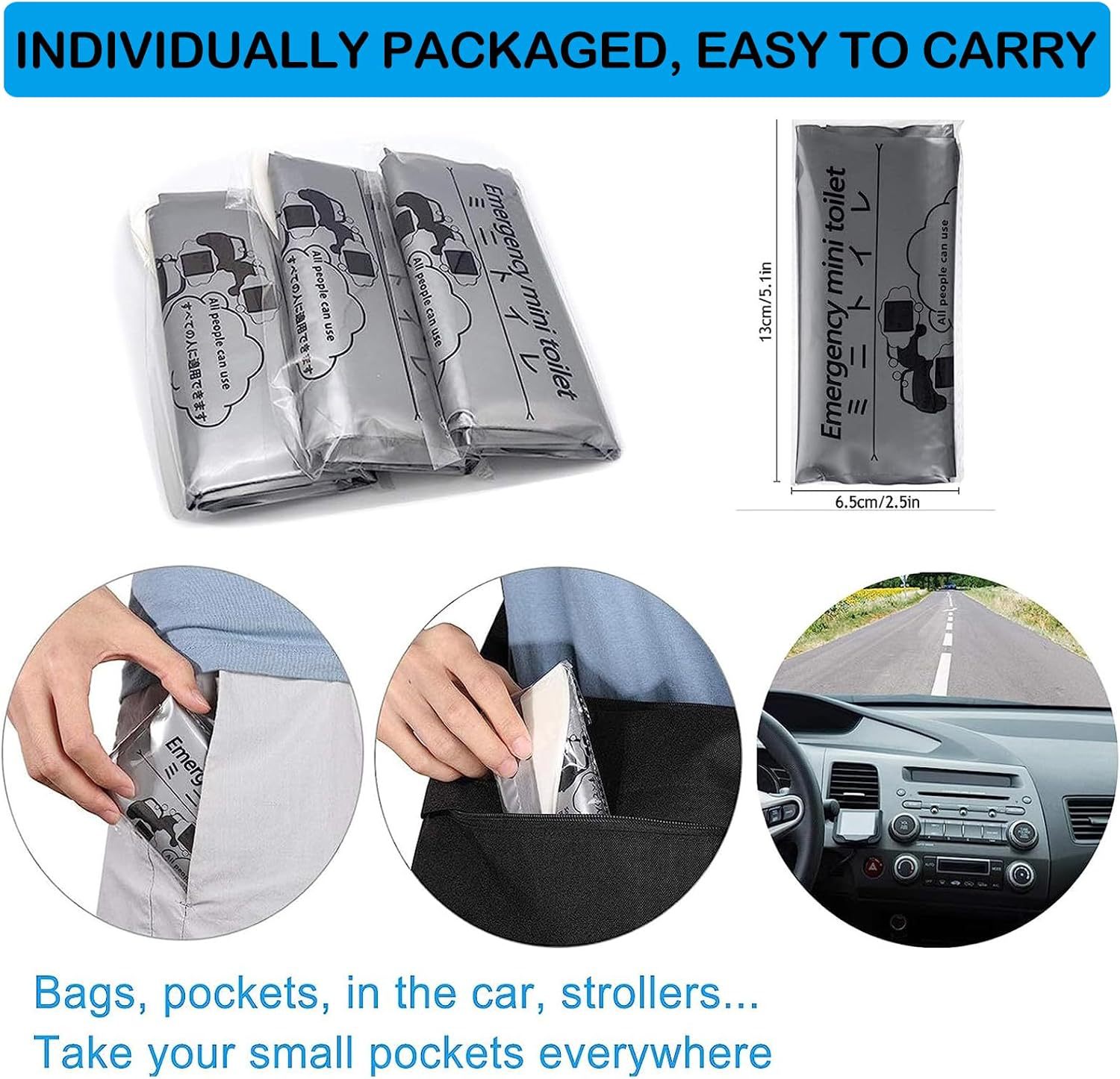 New cross-border outdoor emergency urine bags support TEMU and SHEIN labeling, large-capacity car emergency urine bags available for dropshipping