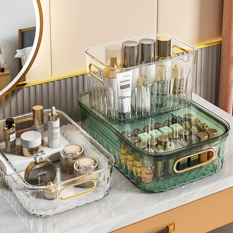 Коробка для хранения Большая емкость для закусок Коробка для хранения домашнего рабочего стола Легкая роскошная акриловая коробка для обработки прозрачная корзина для хранения мусора