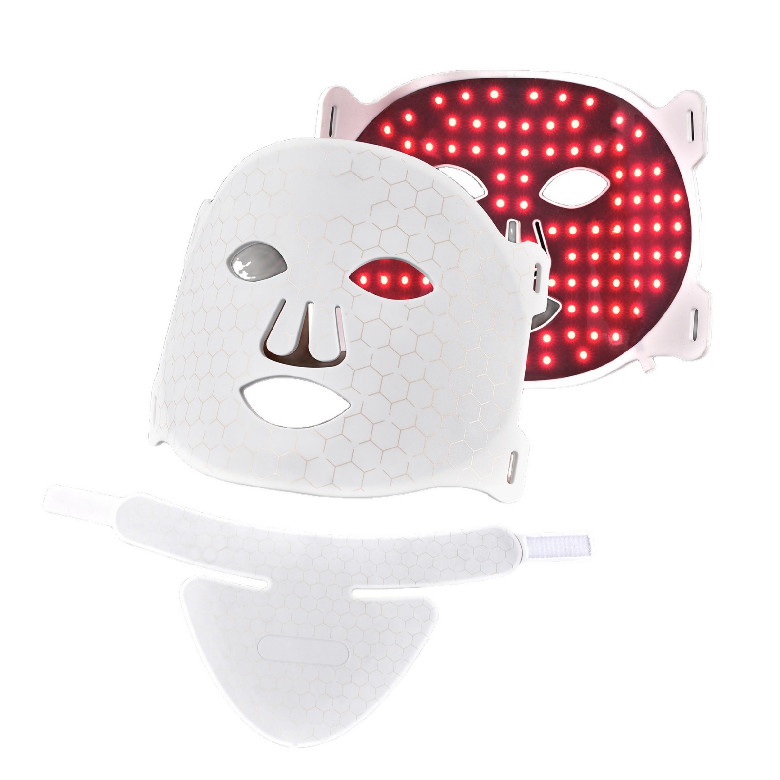 Силиконовая LED-маска для лица и шеи белая без ИК