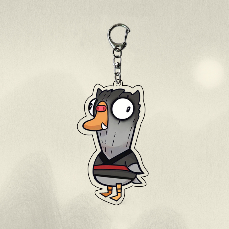 Dibujos animados pato ganso matando monstruo Qitan icono de acrílico llavero lindo expresión creativa bolsa decorativa colgante clave