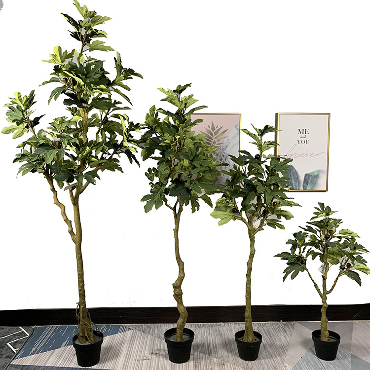 Simulación de higuera en maceta de plástico higo de varilla de plástico fabricación de personalidad de higos de simulación de paisaje de árbol pequeño higo