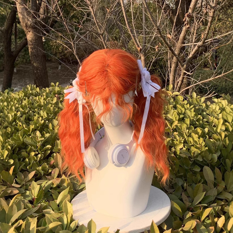 Xuchang Wig for Women, Short Curly Hair, Full Headpiece, Little Devil Style, Versatile Cosplay, Gothic Style, Halloween Orange Wool Curls