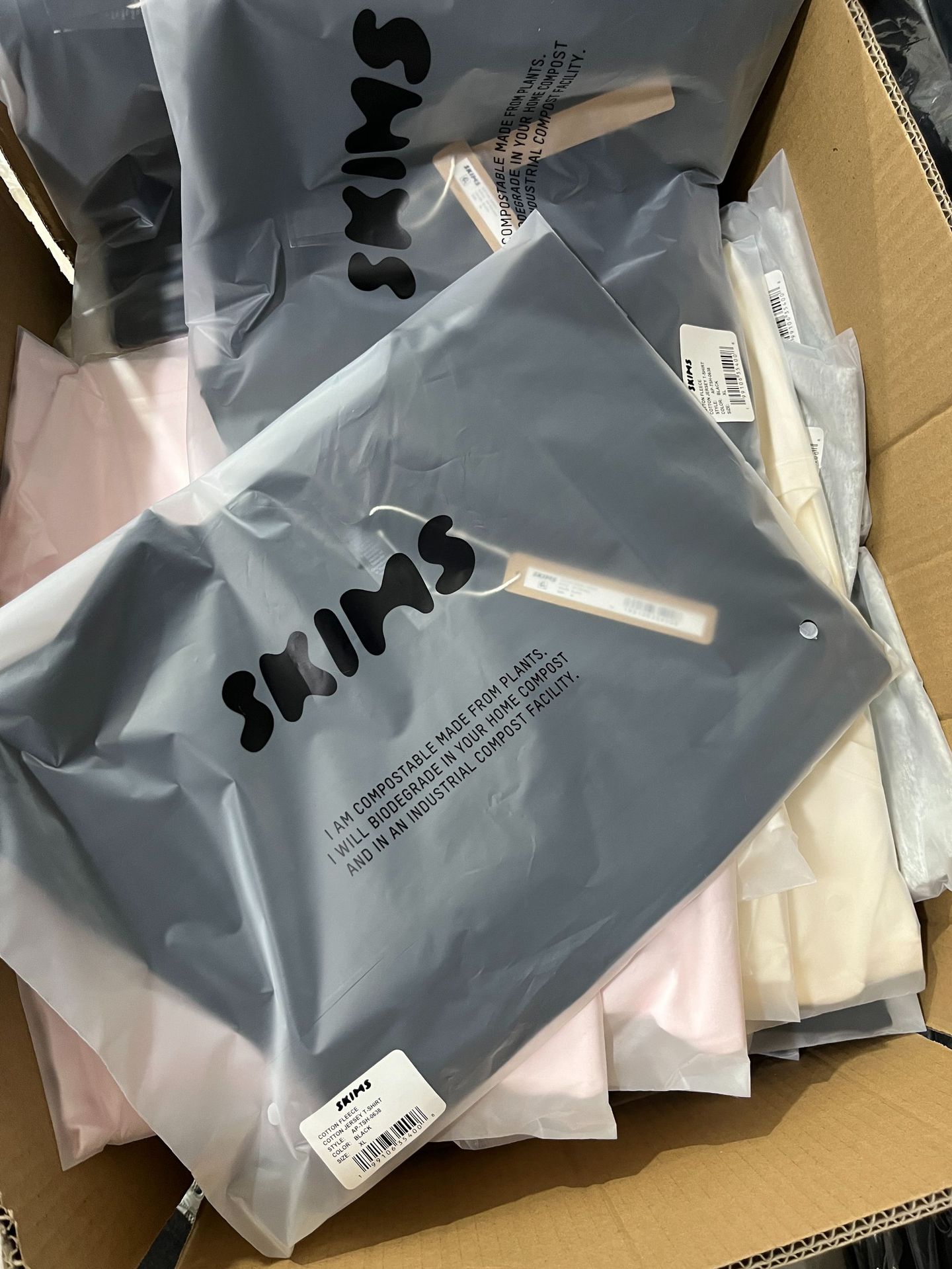 正确Skims COTTON JERSEY金卡戴珊欧美折角腰收腰短袖T恤打底上衣