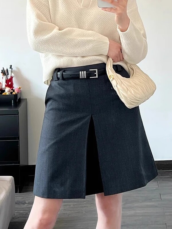 春夏新作ハイウエストAラインスカート女性用、小柄な方向け、万能着痩せプロスカート、通勤用バークリースタイル|undefined