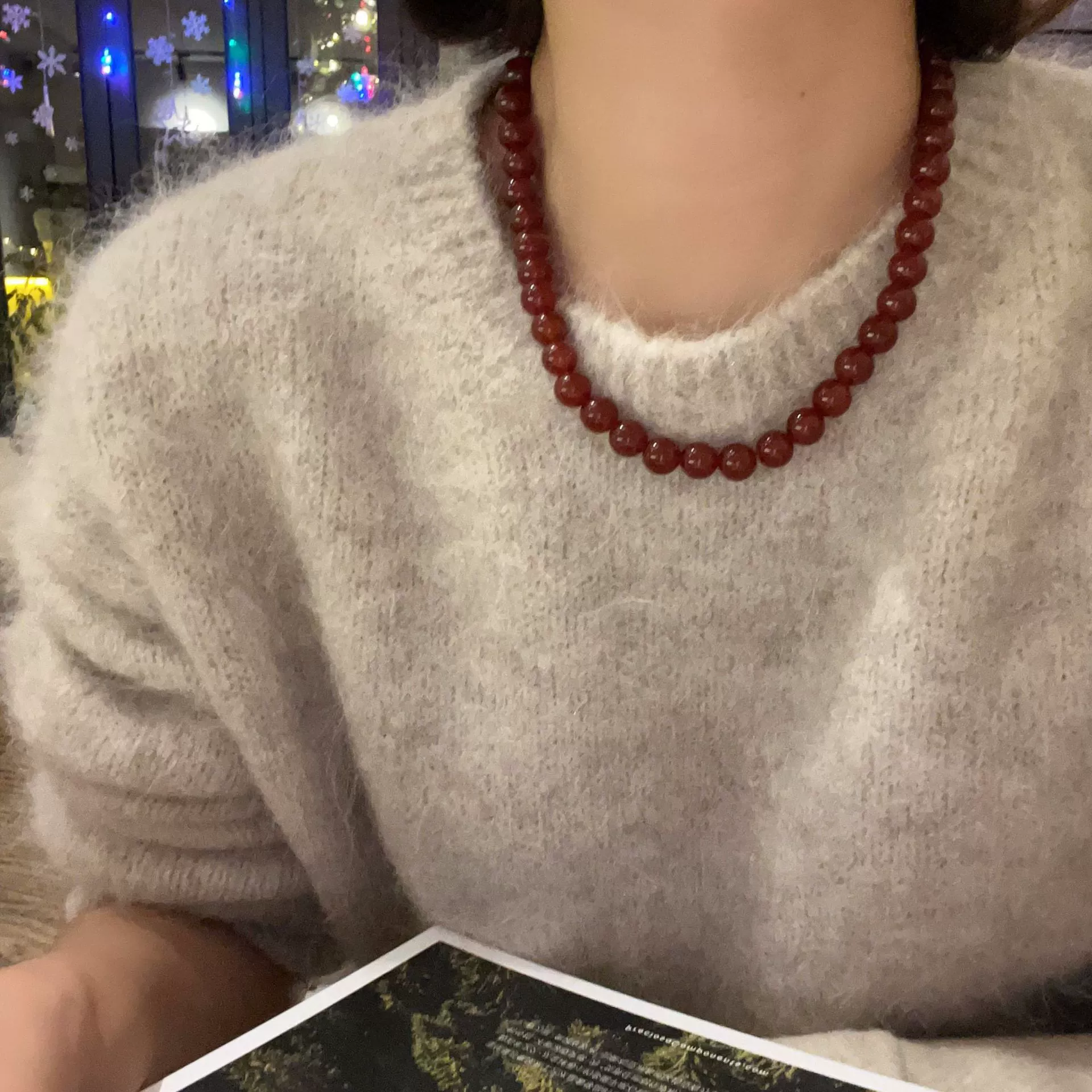 Ожерелье из натурального красного агата Yuan You 7A, цепочка для свитера из зеленого агата, рождественское красное ожерелье, бусы из южного красного агата