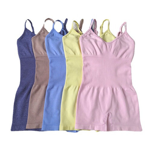 New Cross-border Nylon Seamless Tank Top Yoga Bodysuit Breathable Stretch Slimming Solid Color Moisture-Wicking Yoga Clothing
