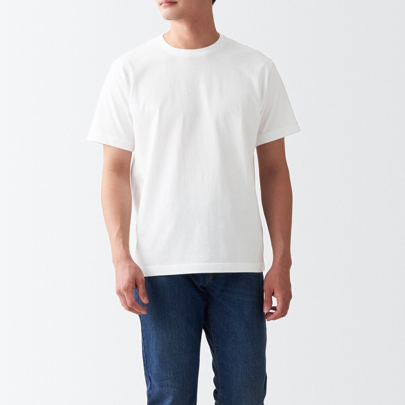 MUJI Japanese-style Good T-shirt Women's Loose Round Neck T-shirt Couple's Casual Wear All Cotton Black and White Short-sleeved T-shirt