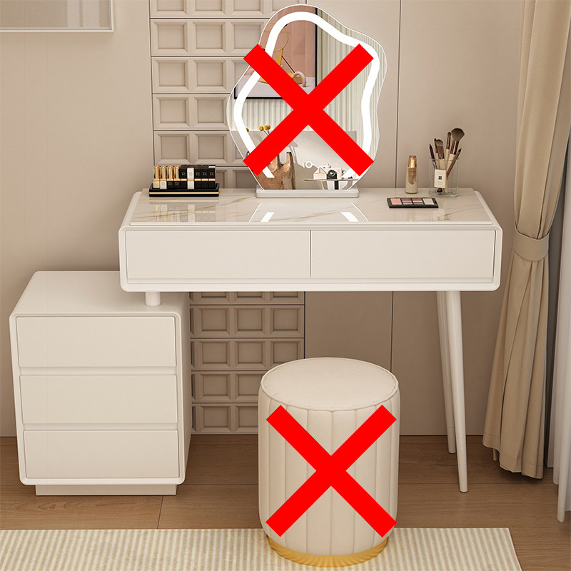 Madera maciza tablero de roca mesa de tocador de estilo de viento silencioso mesa de maquillaje de estilo de viento crema gabinete de almacenamiento mesas de cabecera de cama pequeñas mesas de maquillaje en una