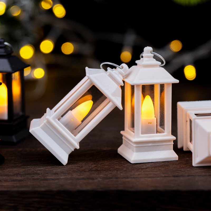 LED ミニ小さな正方形ランプ装飾品クリスマス電子キャンドルライトレトロポータブルポニーランプ燭台ベッドサイドナイトライト|undefined