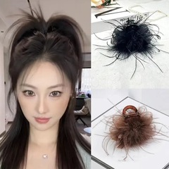 蝶結びメッシュフェザーヘアクリップ、ロングヘアブティックグリッパー、多用途ネットセレブヘアアクセサリー、女性用人気ブラックグリッパー