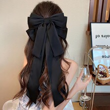 Long hair and waist ~ black big bow fluttering ribbon hair跨