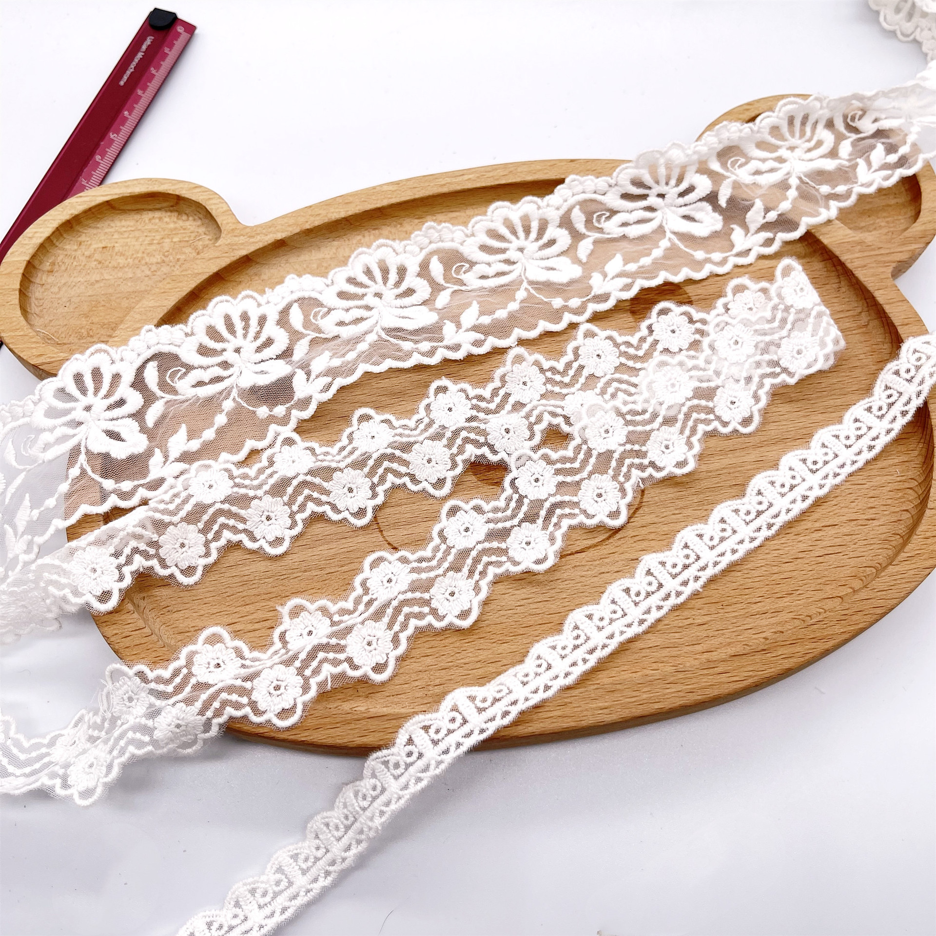 A-1718双边波浪蝴蝶小碎花圆圈刺绣蕾丝家纺女装刺绣花边辅料