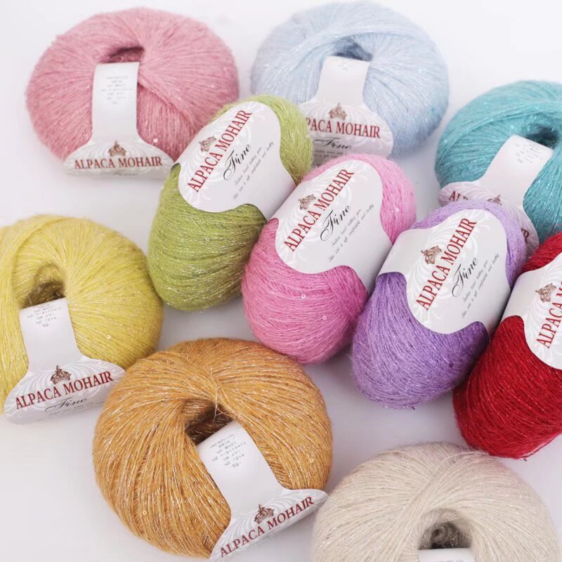 Sequin mohair wool yarn hand-woven scarf yarn wool ball_voghion.com