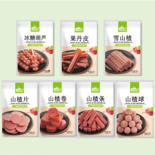 雪山楂条山楂片山楂球山楂卷果丹皮冰糖葫芦金美达山楂小零食批发
