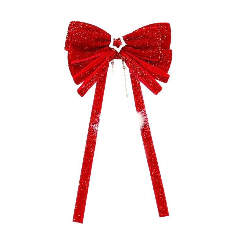 Niños de Año Nuevo gran arco rojo tocado de cabello de vestido chino para niñas bordas lindas tarjetas de cabello para niñas de Año Nuevo clip para el cabello