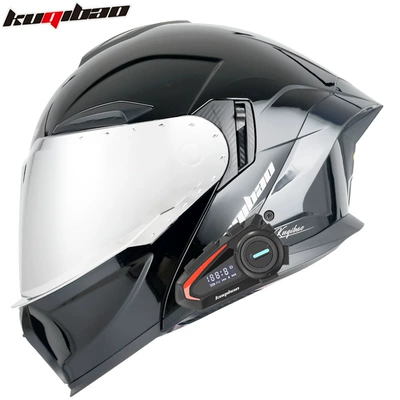 Motosiklet kaskı (dəbilqə) – 3C Certified Full-Face Helmet - bright-black-with-k20-bluetooth-with-silver-plating-m