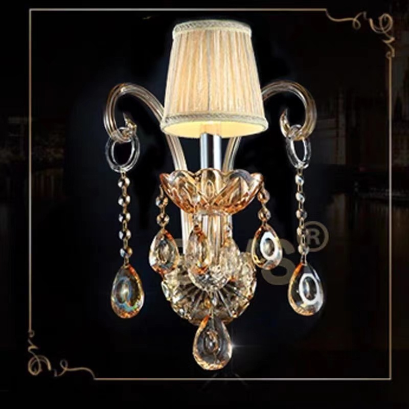Mayorista moderna europea sala de estar lámpara de pared de cristal lámpara de cabecera de moda simple estilo americano lujo atmósfera lámpara de pared de hotel