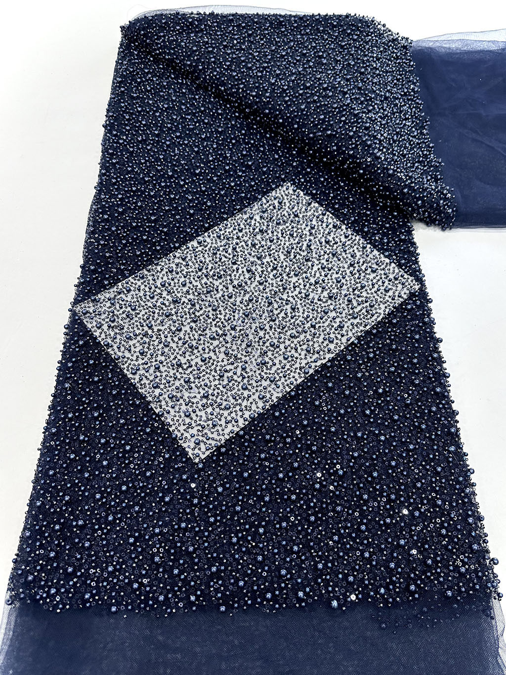 Tela de bordado con cuentas y lentejuelas, resistente y de alta densidad, para vestido de novia, vestido de noche, traje de espectáculo, bordado de lentejuelas en malla