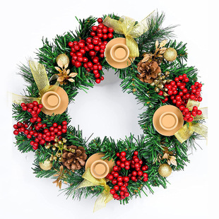Ribbon Christmas wreath Christmas ornaments manufacturers wholesale Christmas candlestick wreath candle cup Christmas Christmas candlestick